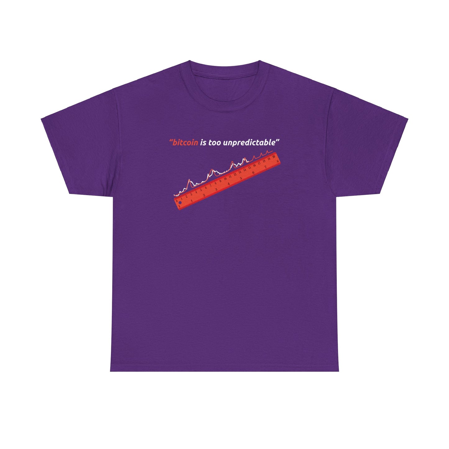 "Bitcoin Is Too Unpredictable" Red Unisex Center Chest T-Shirt