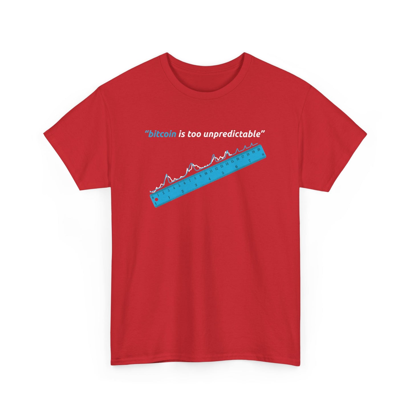 "Bitcoin Is Too Unpredictable" Blue Unisex Center Chest T-Shirt