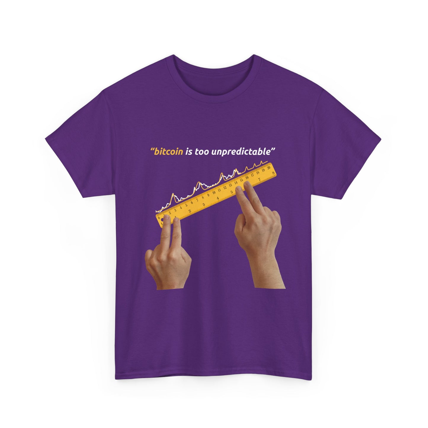 "Bitcoin Is Too Unpredictable" Yellow Unisex Full Front T-Shirt