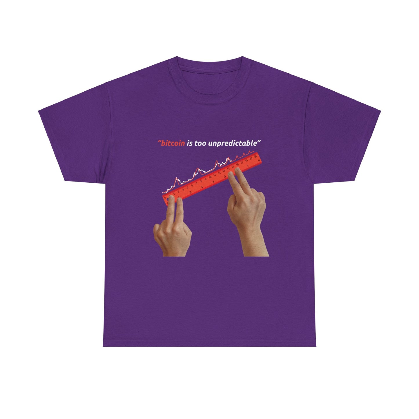 "Bitcoin Is Too Unpredictable" Red Unisex Full Front T-Shirt