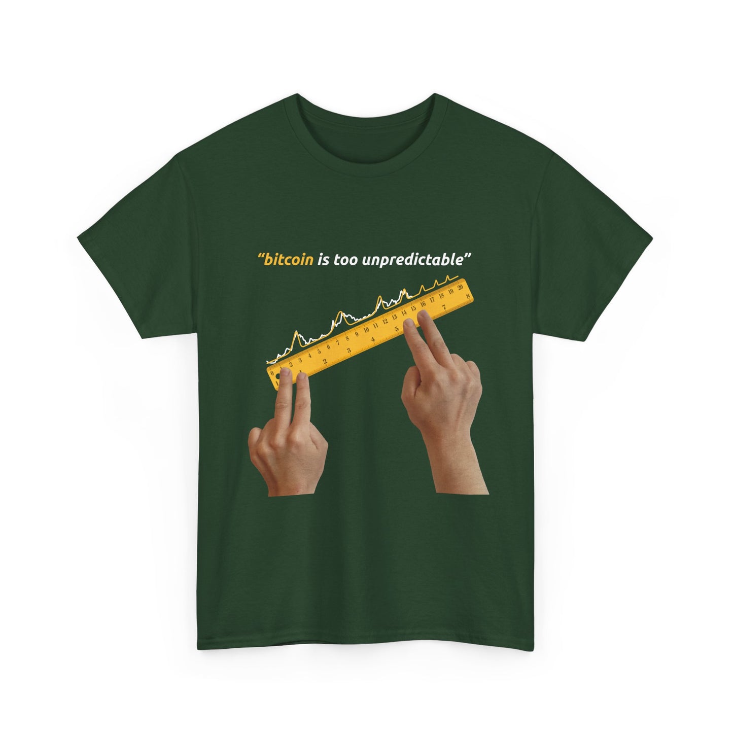 "Bitcoin Is Too Unpredictable" Yellow Unisex Full Front T-Shirt