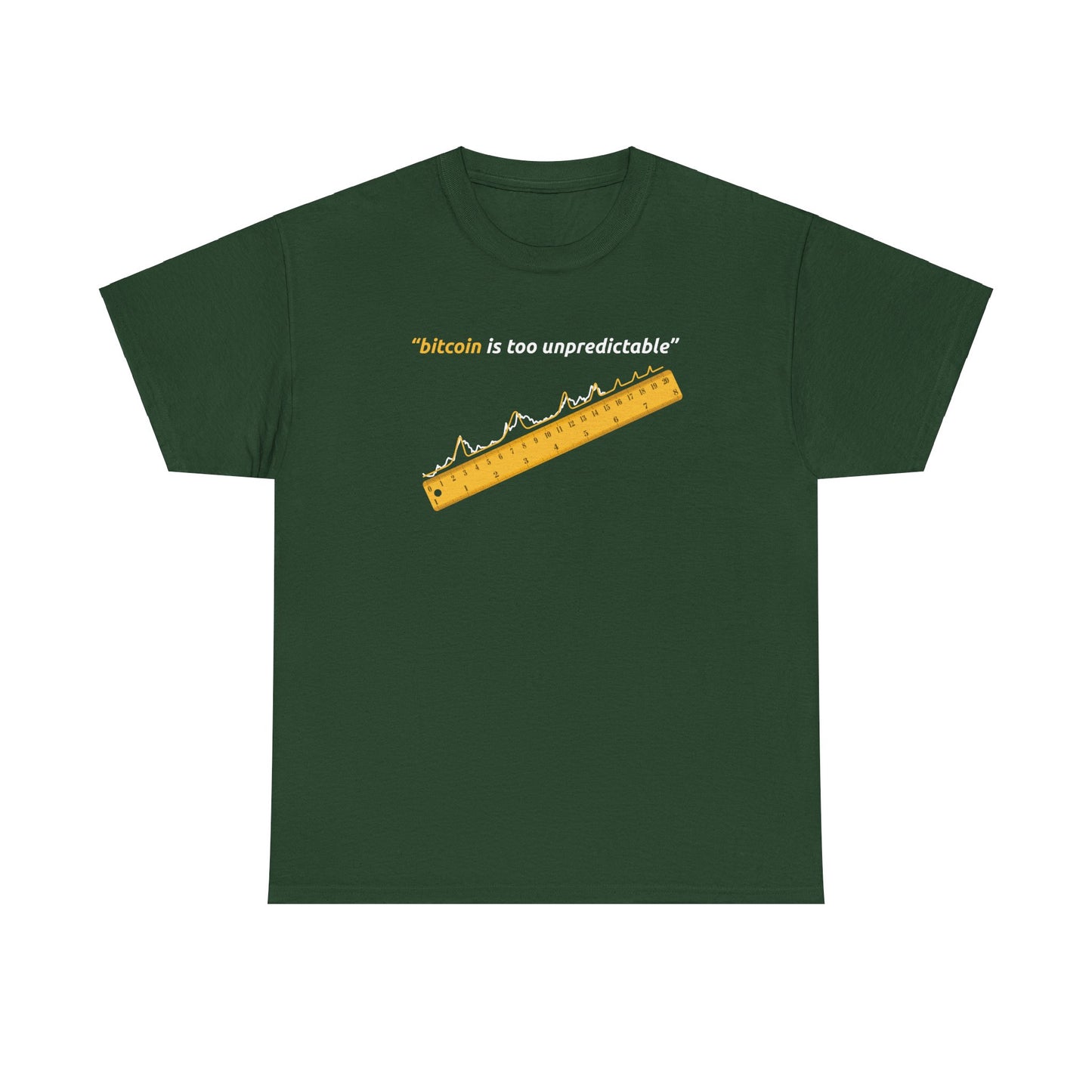 "Bitcoin Is Too Unpredictable" Yellow Unisex Center Chest T-Shirt