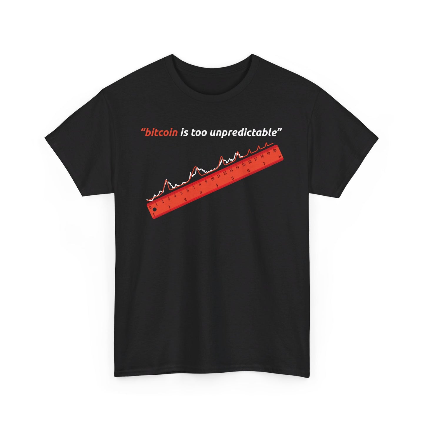 "Bitcoin Is Too Unpredictable" Red Unisex Center Chest T-Shirt