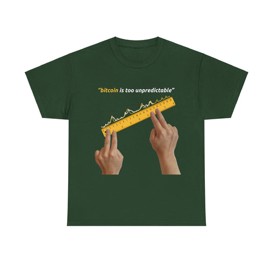 "Bitcoin Is Too Unpredictable" Yellow Unisex Full Front T-Shirt